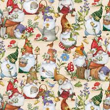 Packed Garden Gnomes Fabric The Quilt