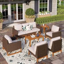 Phi Villa Metal 7 Seat 9 Piece Rattan