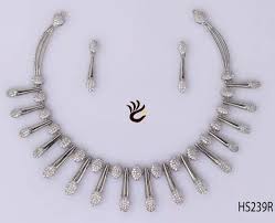 american diamond rhodium necklace set