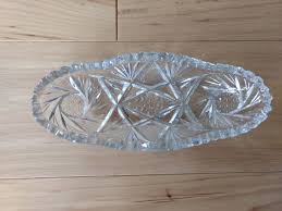 Antique Small Crystal Oval Serving Dish
