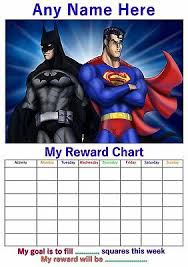 Personalised Childrens A4 Reward Behaviour Chart Batman Superman And Stickers Ebay