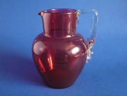 antique victorian cranberry glass jug