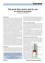Pdf The Peak Flow Meter And Its Use In Clinical Practice