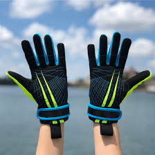 Limited Edition Miami Nautique Water Ski Thin Gloves In Black Neon Yellow Blue V 2