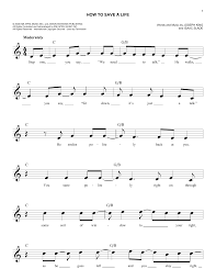 See realtime chords on guitar, piano and ukulele as you are listening the song. How To Save A Life Sheet Music The Fray Lead Sheet Fake Book