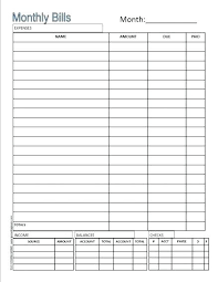 Free Monthly Bill Organizer Template Bill Schedule Template