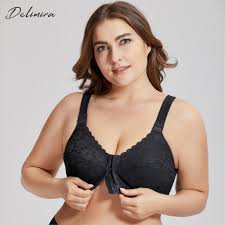 Us 16 14 15 Off Delimira Womens Full Coverage Posture Corrector Front Closure Wireless Back Support Lace Plus Size Bra In Bras From Underwear