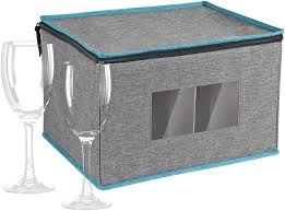 Stemware Wine Glass Storage Box With