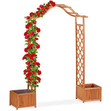 relaxdays wooden rose arch decorative
