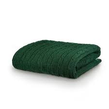Одеяло от шенил с гладка еднолицева плетка, изработено от полиестер. Meko Pleteno Odeyalo Vlna Poliamid Avignone Green