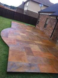 stained concrete patio made to look