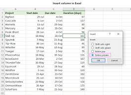 how to insert column in excel single