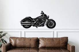 Old School Motorcycle Metal Wall Art