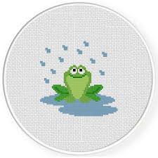 April Shower Frog Cross Stitch Pattern