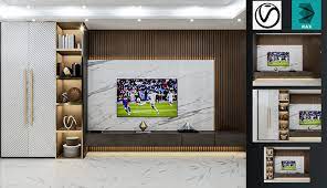 Modern Tv Wall 03 Free 3d Model Cgtrader