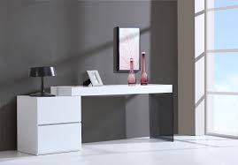 Two Drawer White High Gloss Office Desk