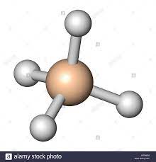El silano (SiH4), modelo molecular. Los átomos son representados como  esferas con codificación de color convencional: silicio (beige), hidrógeno  (blanco). Ilustración Fotografía de stock - Alamy