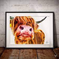 Highland Cow Painting Highland Cow Art