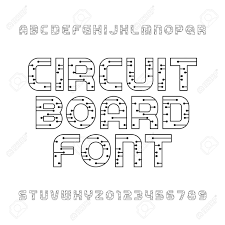 Circuit Board Font Vector Alphabet Digital Hi Tech Style Letters