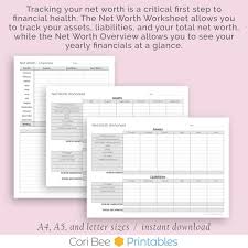Annual Net Worth Tracker Printable Pack A4 A5 Letter Sizes Financial Overview Tracker Finance Expenses Budget Savings Overview