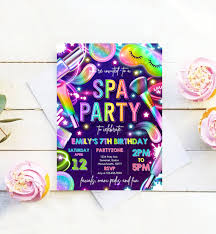 editable spa makeup birthday invitation
