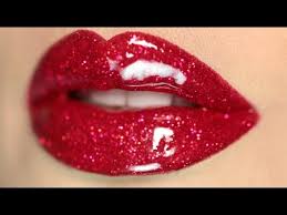 red glitter lips makeup tutorial