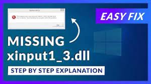 xinput1 3 dll missing error how to