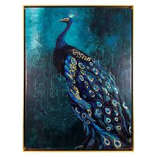 Framed Royal Peacock Canvas Wall Art 25x33