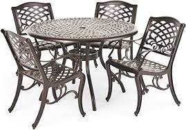Enjoy free shipping on most stuff, even big stuff. Amazon Com Christopher Knight Home Hallandale Outdoor Cast Aluminum Dining Set For Patio Or Deck 5 Pcs Set Black Garden Outdoor