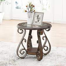 Dark Brown Small Round Glass End Table