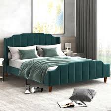 Queen Size Velvet Bed Frame With Modern