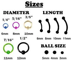 Cogent Piercing Ring Size Chart Cartilage Earring Size Chart