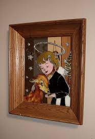 Oak Frame Guardian Angel Wall Art