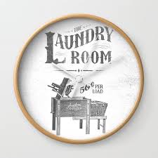 Art Vintage Laundry Sign Wall Clock