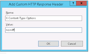 configuring x content type options in iis