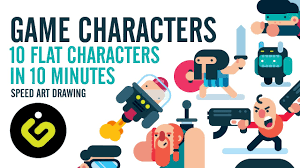 In this game art tutorial with photoshop we will explore ways to make cool 2d cartoon characters ! Game Design 10 Game Characters In 10 Minutes Speed Design Tutorial In Adobe Illustrator Youtube