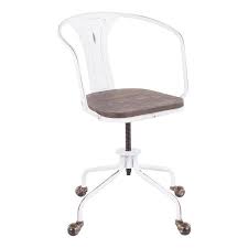 If they need to move, say, from their desk to a printer or filing cabinet, a white desk chair with wheels is a good idea. Lumisource Oregon Industrial Task Chair In Vintage White Metal And Espresso Wood Pressed Grain Bamboo By Lumisource In The Office Chairs Department At Lowes Com