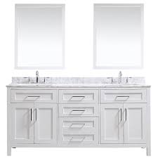 Ove decors bathroom vanities : Ove Decors Tahoe 72 In W Double Sink Vanity In White With Carrara Marble Vanity Top In White With White Basins And Mirrors Tahoe 72 W The Home Depot Bathroom Vanity