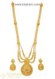 22k gold long necklace drop earrings