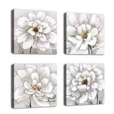 Free for commercial use no attribution required high quality images. Flowers Wall Art Bathroom Wall Decor Abstract Botanical Picture Contemporary Wall Art Prints Bedroom Living Room Kitchen Office Home Decor Modern White Flower Canvas Artwork 12 X 12 X 4 Pieces Buy