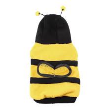 Yellow Black Press Stud Button Hooded Bee Shape Pet Dog Apparel Sweater Xs