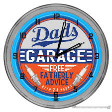 Vintage Dad S Garage 16 In Neon Clock