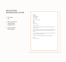 resignation letter due to relocation
