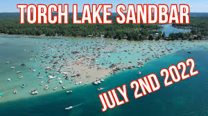 torch lake sand bar drone video july