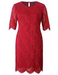 Chicwe Womens Stretch Lined Plus Size Lace Shift Dress Knee