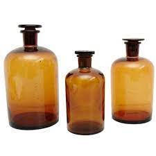 French Amber Glass Pharmacy Bottles