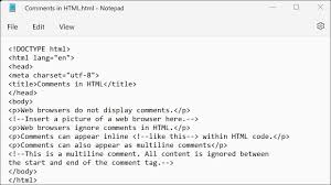 comments in html instructions
