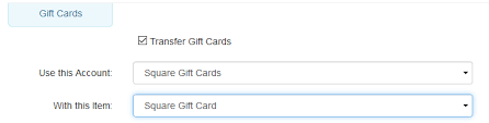 gift cards settings for quickbooks