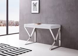 Gorgeously crafted in a white high gloss, the modern office desk is another lovely addition to the office collection. White High Gloss Office Desk With X Legs El Paso Texas J M Furniture Noho White