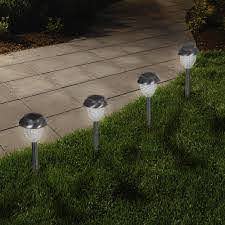 Solar Powered Glass Lights Set Of 6 Led Outdoor Stake Spotlight Fixture For Gardens Pathways And Patios By Pure Garden Walmart Com Walmart Com